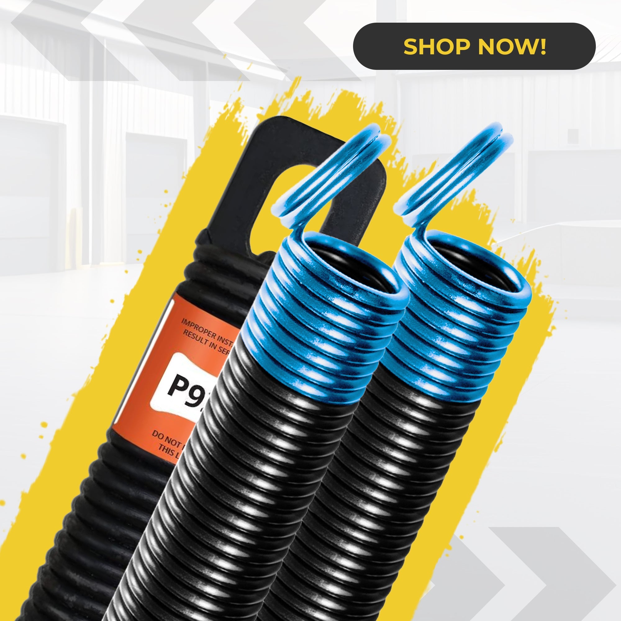 28 Inch Plug-End Extension Springs For Garage Doors - Carbon Steel Pair For 125-250 Lb Doors