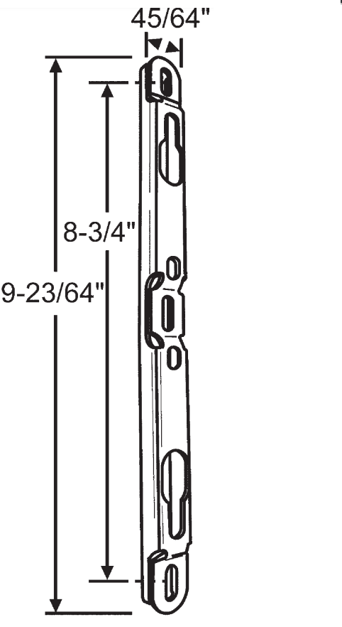 9-23/64" Roto Sliding Patio Glass Door Stainless Steel Strike Keeper with 7" Screw Hole Spacing - Garage and Sliding Door Hardware