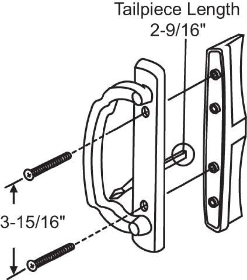 White Acorn Sliding Patio Glass Door Handle with 3-15/16" Hole Spacing- DH-280 - Garage and Sliding Door Hardware