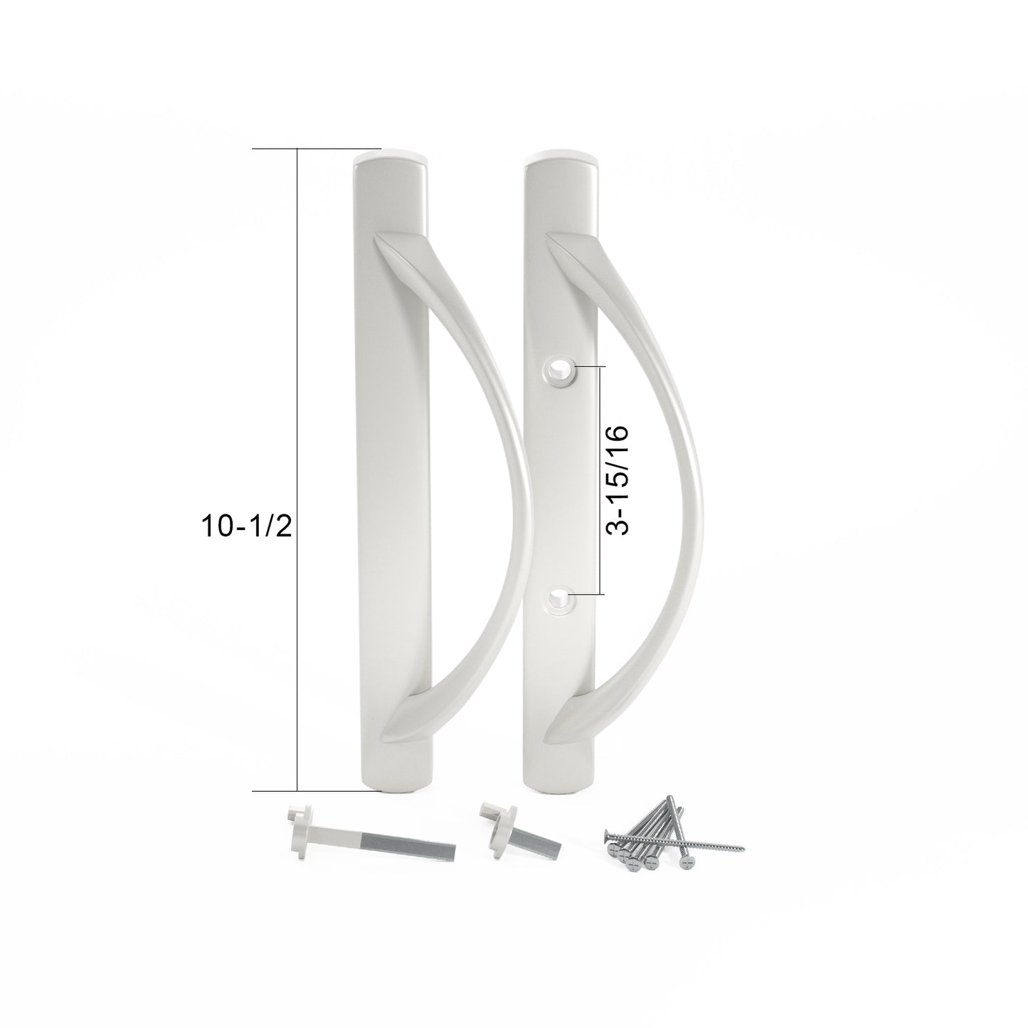 (DH-588-W) Amesbury Truth Handle Set For Doors, 3-15/16" Hole Space- White - Garage and Sliding Door Hardware