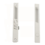 Sliding Glass Patio Door Lock Handle Set, Non-Keyed, Flush Mount, With Nite Lock,"C" Cam, and Keeper, White, 6-9/16" Screw Holes - Garage and Sliding Door Hardware