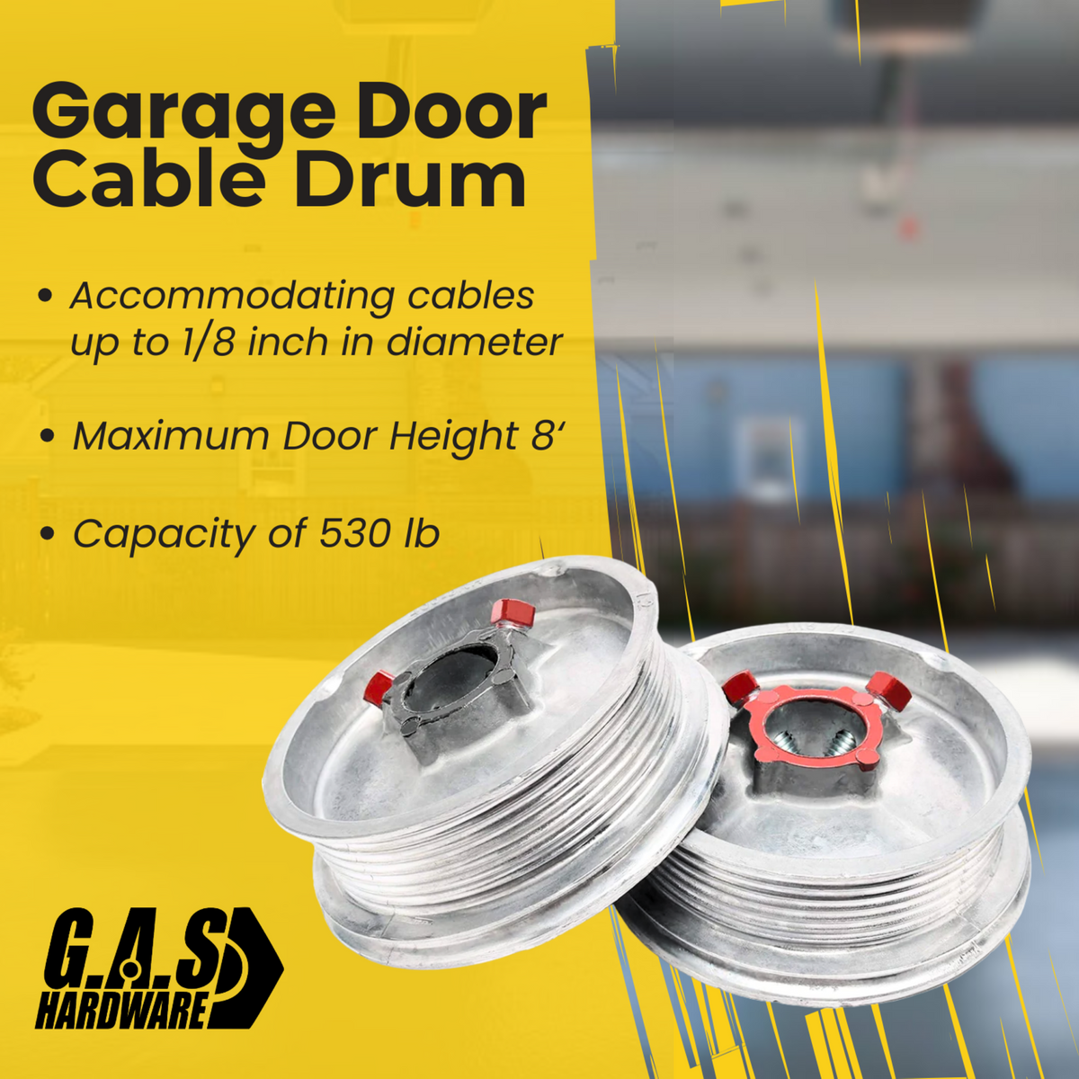 Overhead Garage Door Cable Drums Replacement for up to 8' High Door,  Standard Lift, Pair (Left and Right), Garage Door Drums Extension Repair