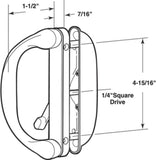 Involute Sliding Patio Door Handle Set - Handle Replacement Set for Patio Glass Screen Door Repair | Sliding Door Pull Handle Set Fits 4-15/16" Hole Spacing - Garage and Sliding Door Hardware