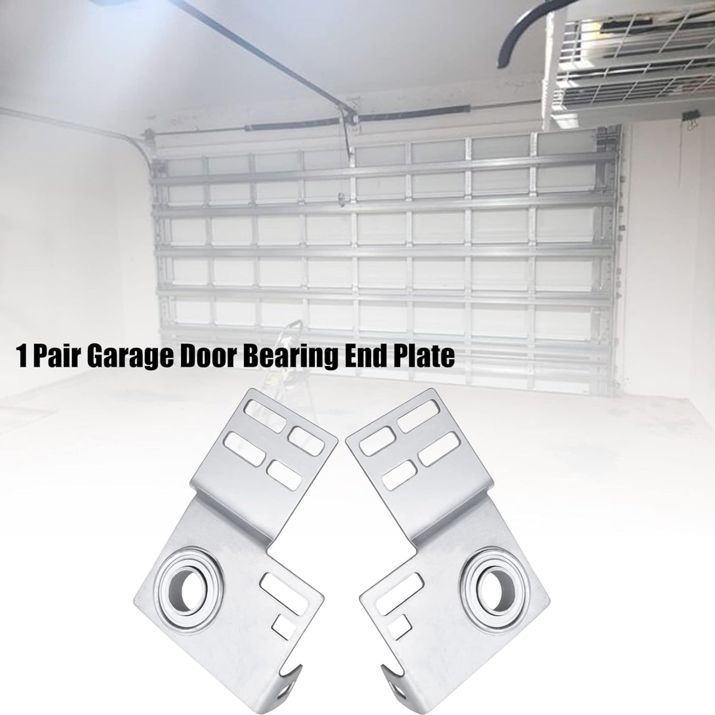 Garage Door End Bearing Flange Plates Bracket Pair Set | Brackets for 7 or 8 Feet Garage Door | Residential Brackets with Bearing - 3 3/8 Inch - 1 PAIR - Garage and Sliding Door Hardware