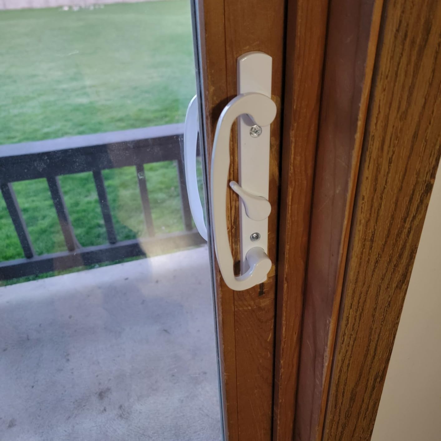 (DH-211-W) Legacy Handle Set for Sliding Doors, 3-15/16" Hole Space - White - OFF SET LATCH - Garage and Sliding Door Hardware