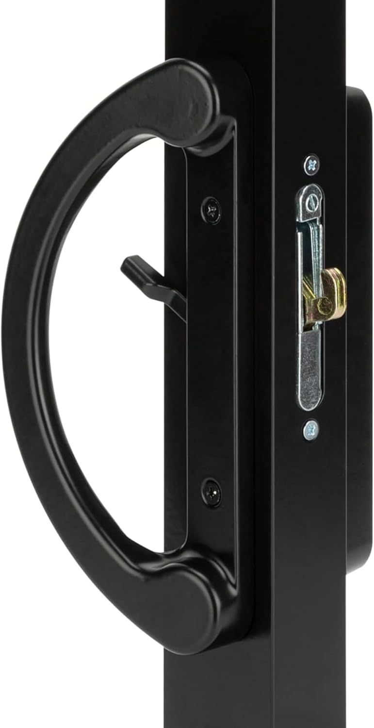 (DH-212-B) D-Grip with Lever Handle for Sliding Doors, 3-15/16" Hole Space- Black - Garage and Sliding Door Hardware