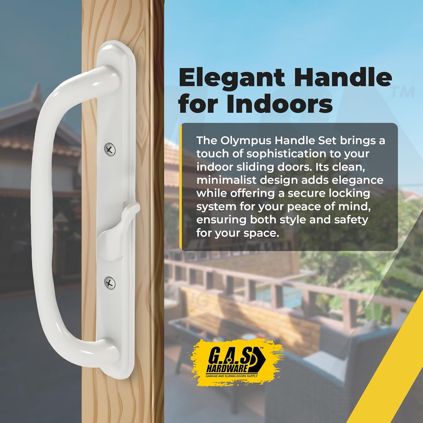 (DH-341-WHITE) Truth Sliding Door Handle Set, Off Set Latch, No Key, 3-15/16" Hole Space-White - Garage and Sliding Door Hardware