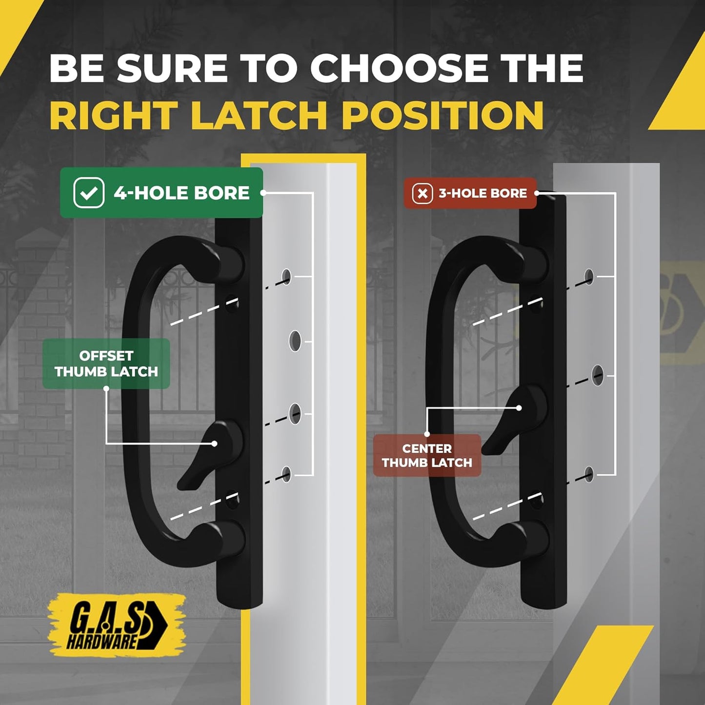 (DH-211-BLACK) Legacy Handle Set for Sliding Doors, 3-15/16" Hole Space- BLACK- OFF SET LATCH - Garage and Sliding Door Hardware