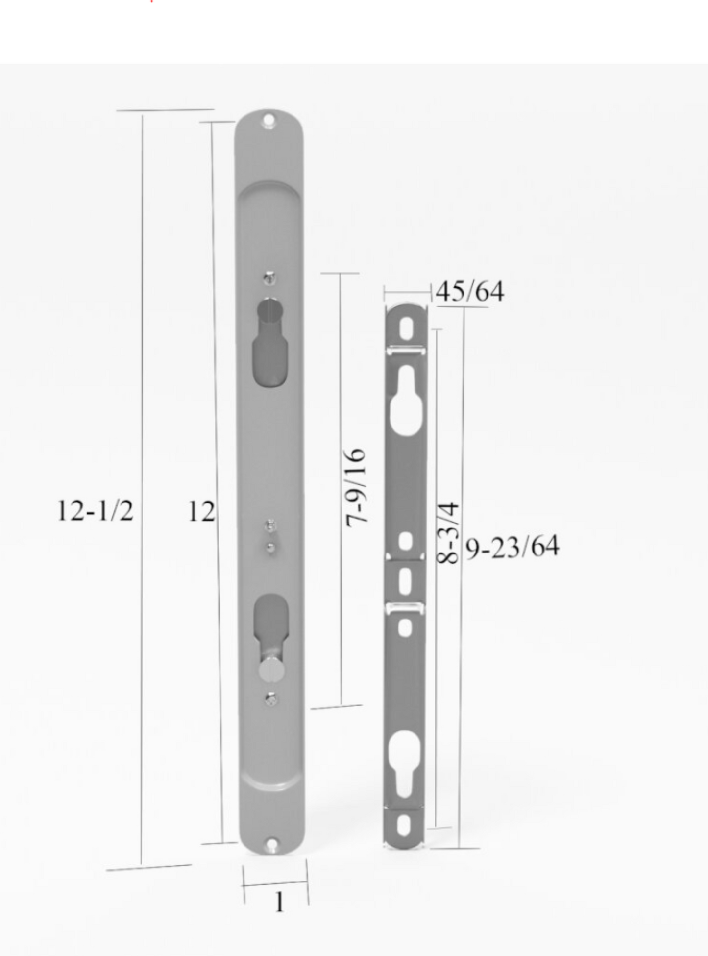 Brixwell Two Point Mortise Lock With Keeper and Screws for Sliding Patio Glass Doors - CENTER latch position - Garage and Sliding Door Hardware