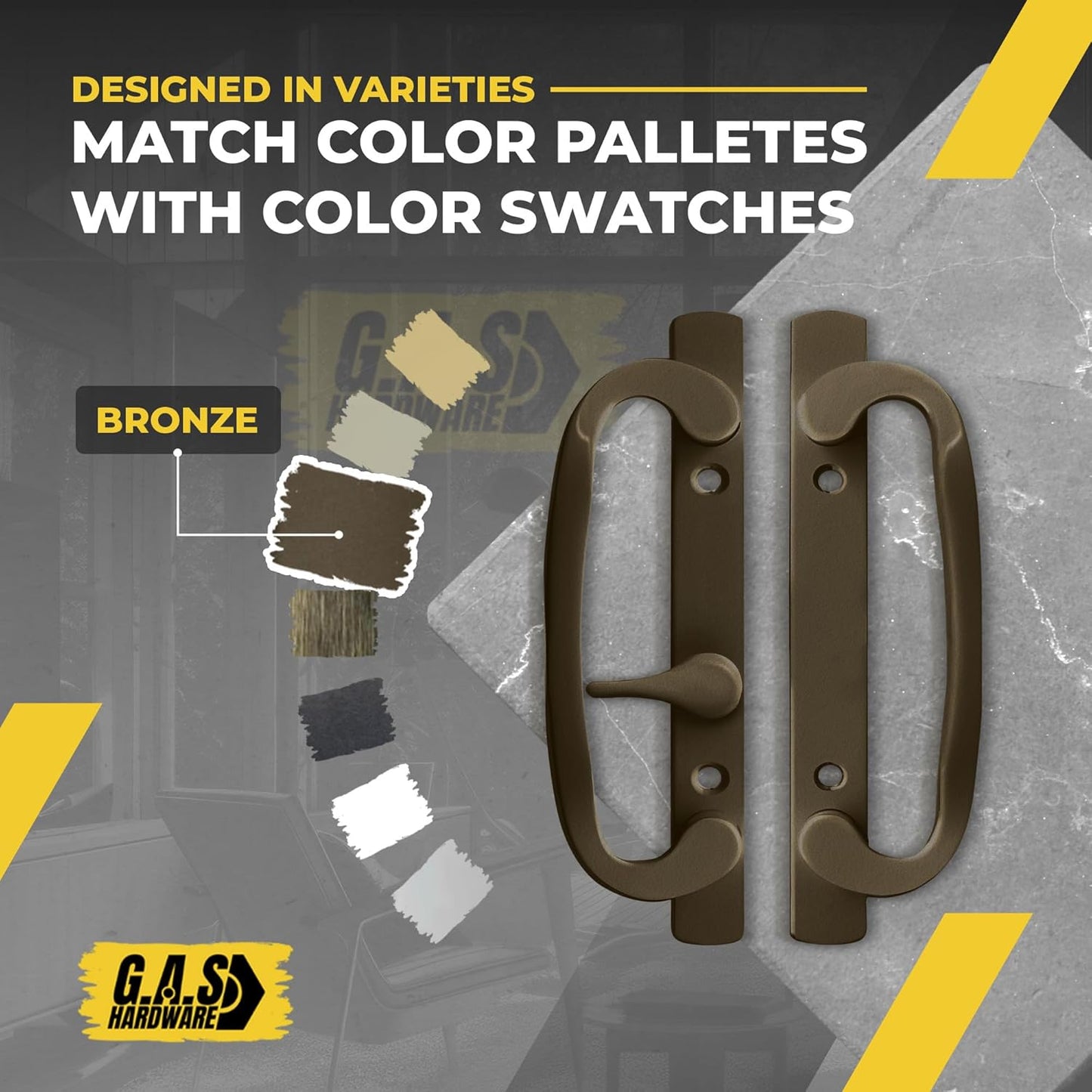 (DH-211-BRONZE) Legacy Handle Set for Sliding Doors, 3-15/16" Hole Space- BRONZE- OFF SET LATCH - Garage and Sliding Door Hardware