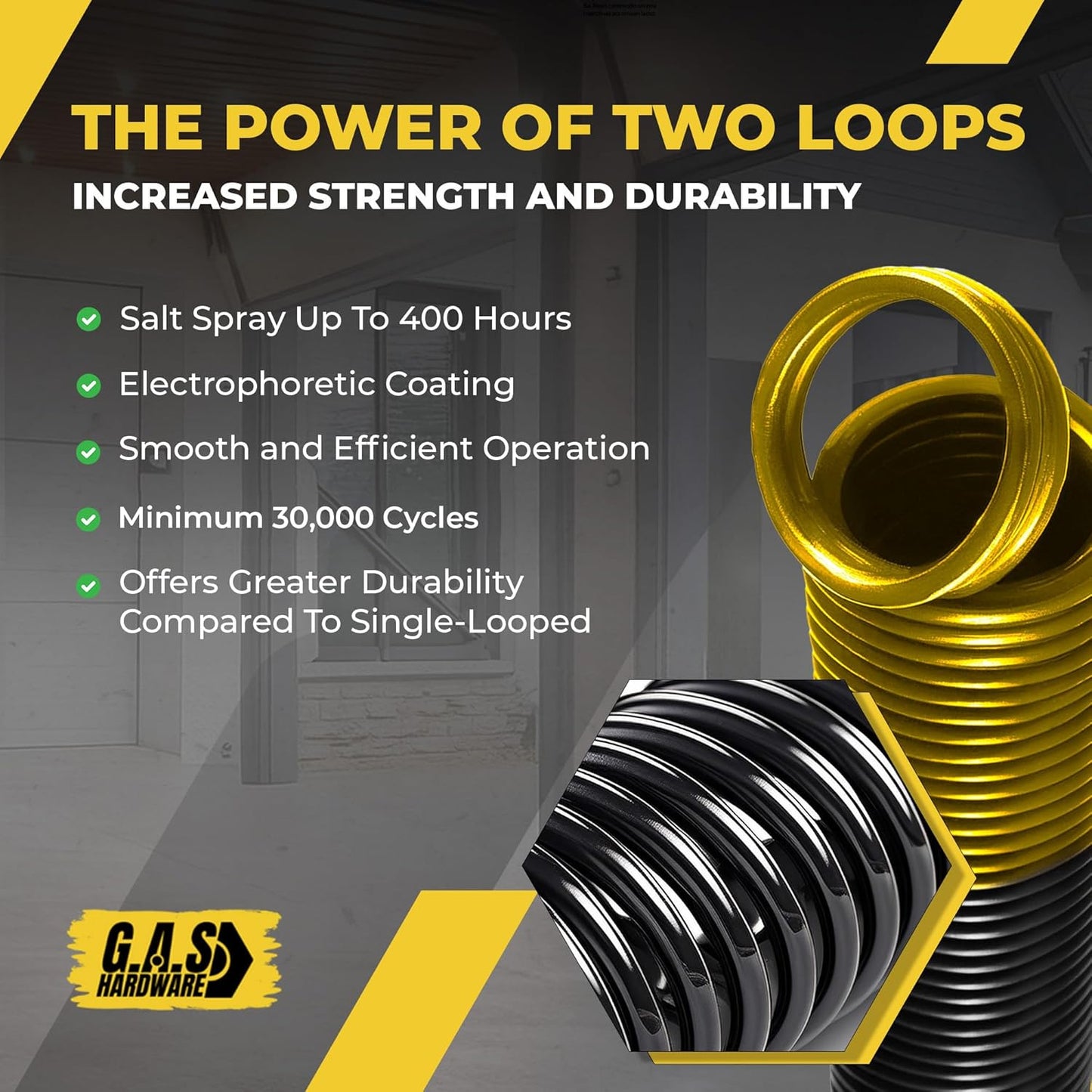Garage Door Extension Springs For 180 lb. Door Weight - Gold (Pair) - Garage and Sliding Door Hardware