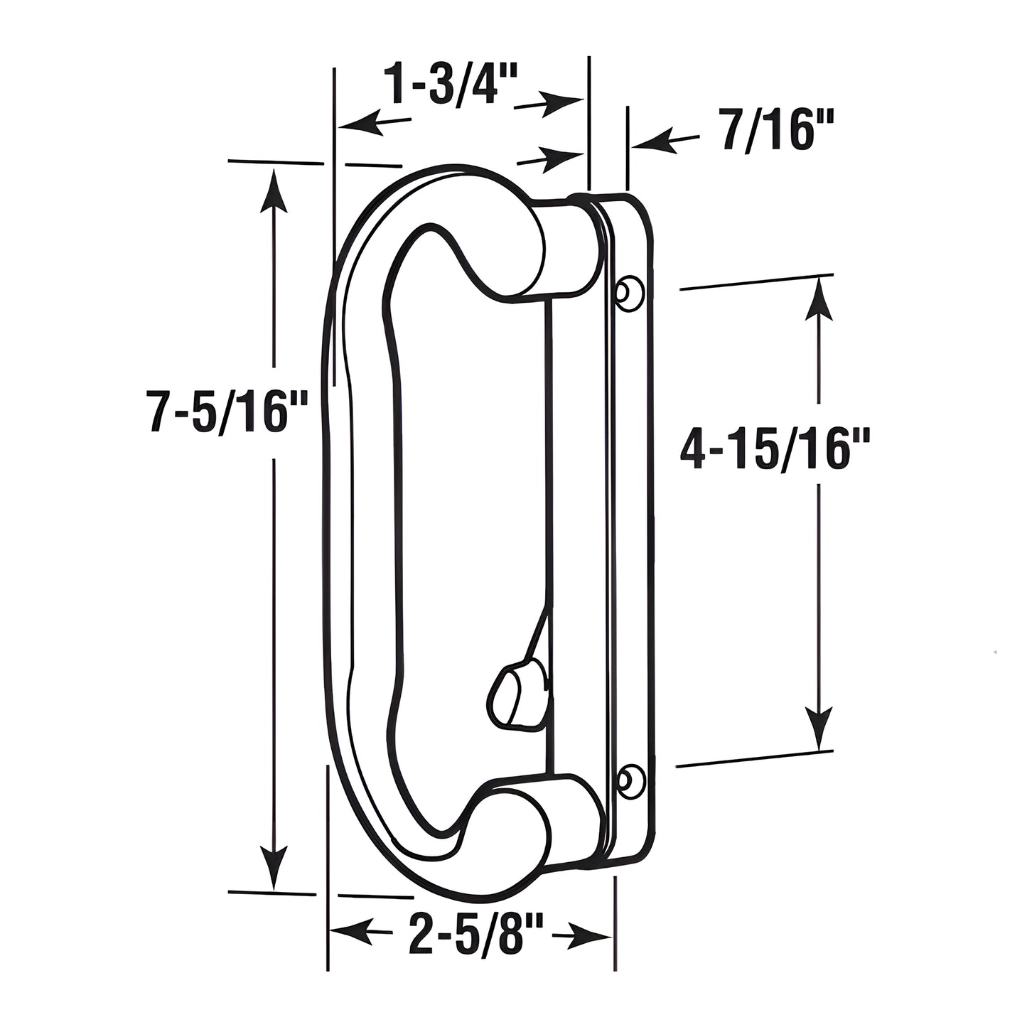 (DH-473-X) PGT Sliding Door Handle Replacement, 4-15/16" Hole Space - Garage and Sliding Door Hardware
