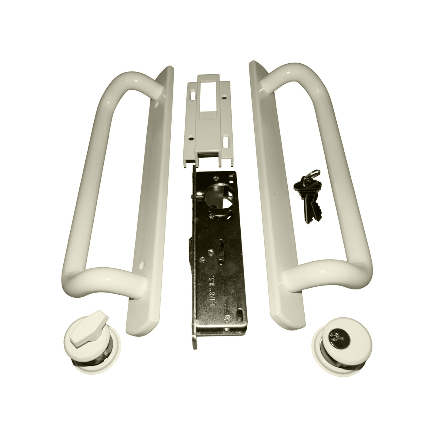 12.5" PGT 5400 Sliding Door Handle Set, Mortise Lock w/ Keys, 7-15/16" Hole Spacing (DH-489-WKA) - Garage and Sliding Door Hardware