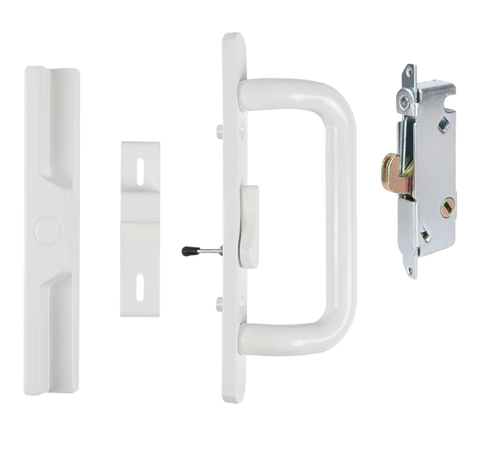 Sliding Glass Door 8.5" Handle Set Replacement Mortise Lock 45° Non-keyed Door Handles, Fits 3-15/16” Screw Hole Spacing