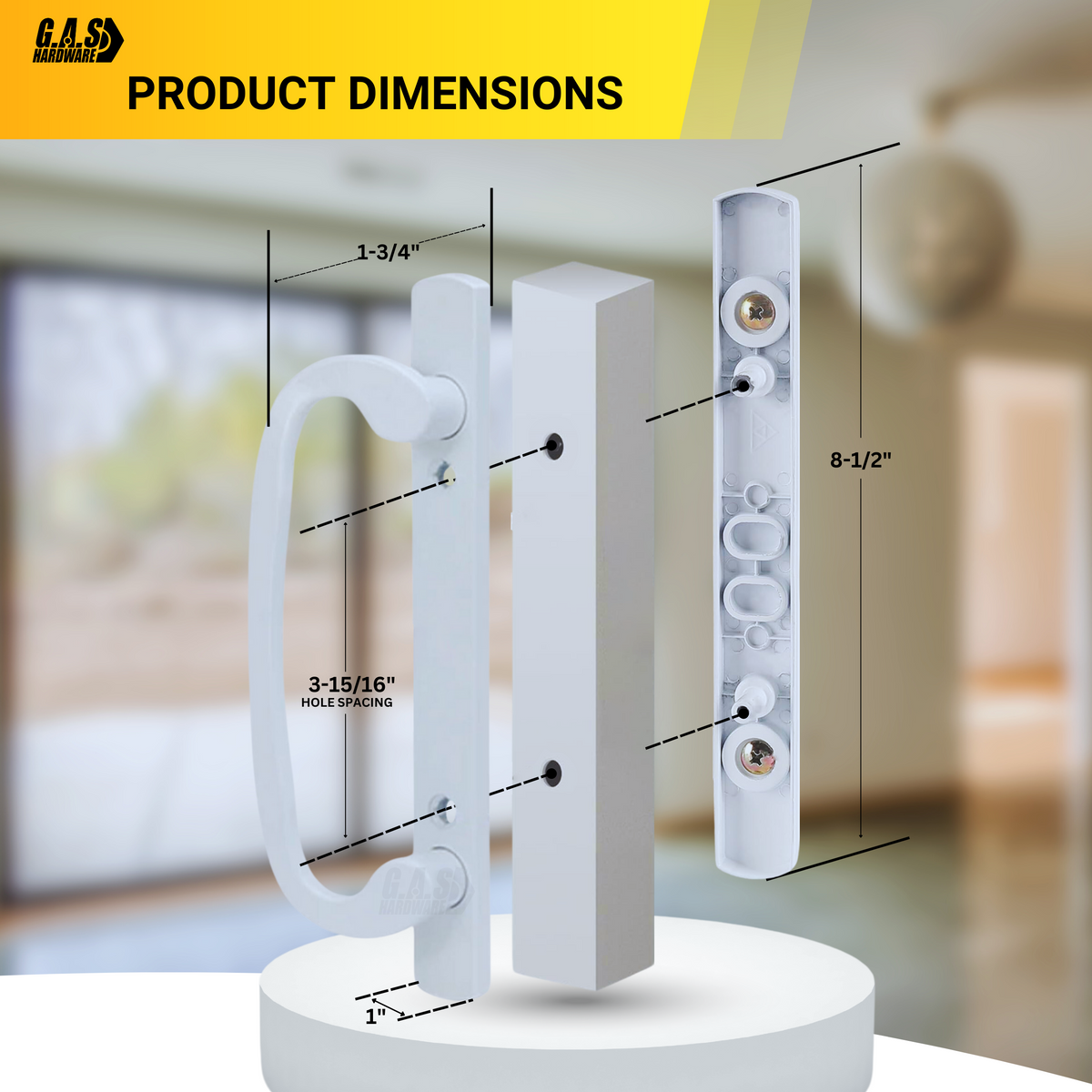 8.5" Legacy Sliding Patio Glass Door Dummy Handle Replacement Set