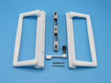 9" White CGI / PGT Sliding Glass Patio Door Surface Mount Handle Set Replacement with Thumb Latch Lever, Screws, and Keepers - 4-15/16" Hole Spacing - Garage and Sliding Door Hardware