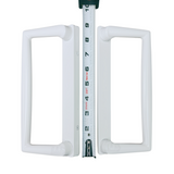 9" White CGI / PGT Sliding Glass Patio Door Surface Mount Handle Set Replacement with Thumb Latch Lever, Screws, and Keepers - 4-15/16" Hole Spacing - Garage and Sliding Door Hardware