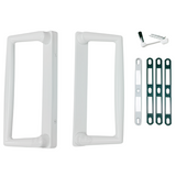 9" White CGI / PGT Sliding Glass Patio Door Surface Mount Handle Set Replacement with Thumb Latch Lever, Screws, and Keepers - 4-15/16" Hole Spacing - Garage and Sliding Door Hardware