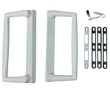 9" White CGI / PGT Sliding Glass Patio Door Surface Mount Handle Set Replacement with Thumb Latch Lever, Screws, and Keepers - 4-15/16" Hole Spacing - Garage and Sliding Door Hardware
