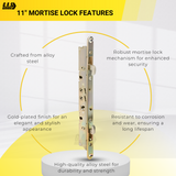 Amesbury Truth Multi-Point 11-3/4" Mortise Lock With Face Plate for Sliding Patio Glass Door | Dual Point Locking Mechanism | Lock Replacement for Sliding Door - Alloy Steel