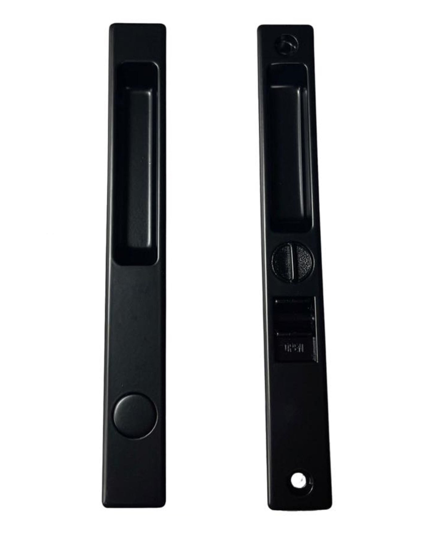 Sliding Glass Patio Door Lock Handle Set, Non-Keyed, Flush Mount, With Nite Lock,"C" Cam, and Keeper, White, 6-9/16" Screw Holes - Garage and Sliding Door Hardware