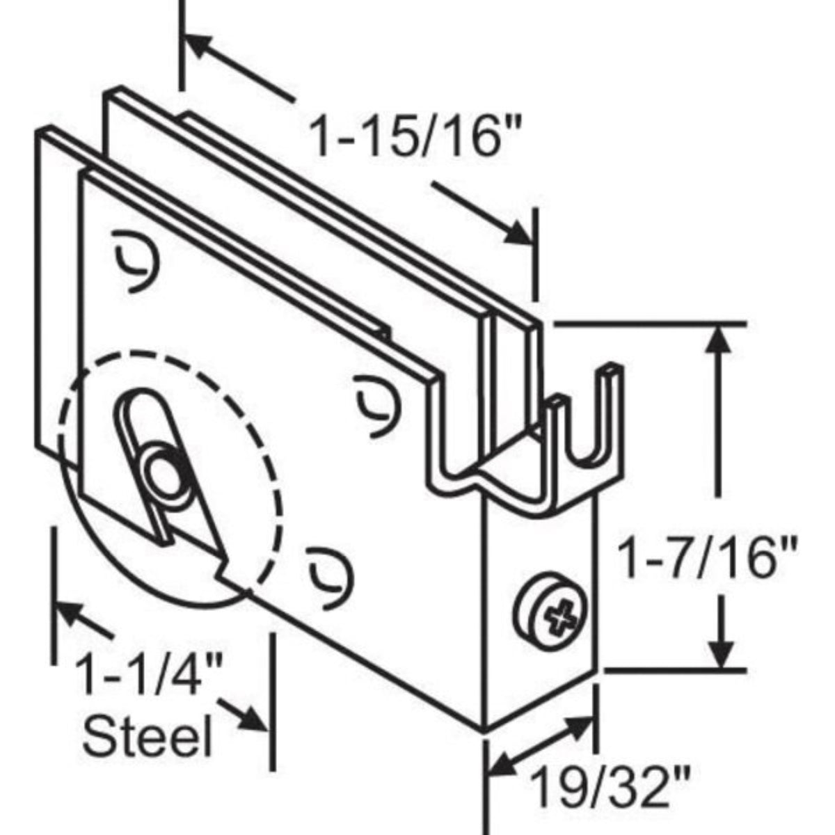Steel Roller for Sliding Glass Doors Roller Assembly, 11/4 In. Steel