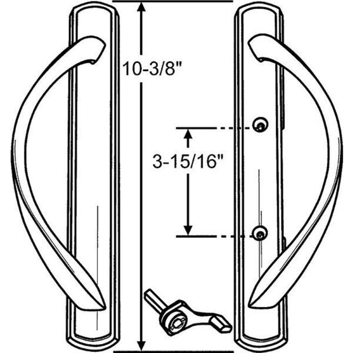 (DH-588-B) Amesbury Truth Handle Set For Doors, 3-15/16" Hole Space- BLACK - Garage and Sliding Door Hardware