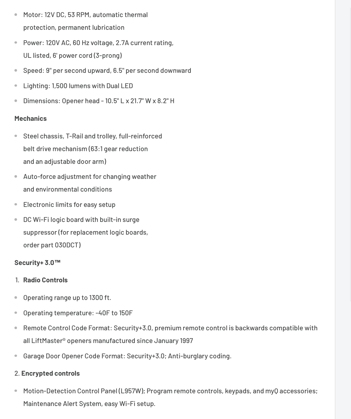 LiftMaster 6580L Secure View DC LED Battery Backup OPENER ONLY - RAIL SOLD SEPERATELY (REPLACES 84504R) - Garage and Sliding Door Hardware