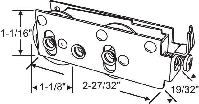 Rusco Sliding Patio Door Tandem Roller DR-9978 with 1-1/8 inch wheel