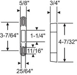 Sliding Patio Door Keeper with 3-7/64" Slotted Holes and 3/4" depth- KEEPER-12-294 - Garage and Sliding Door Hardware