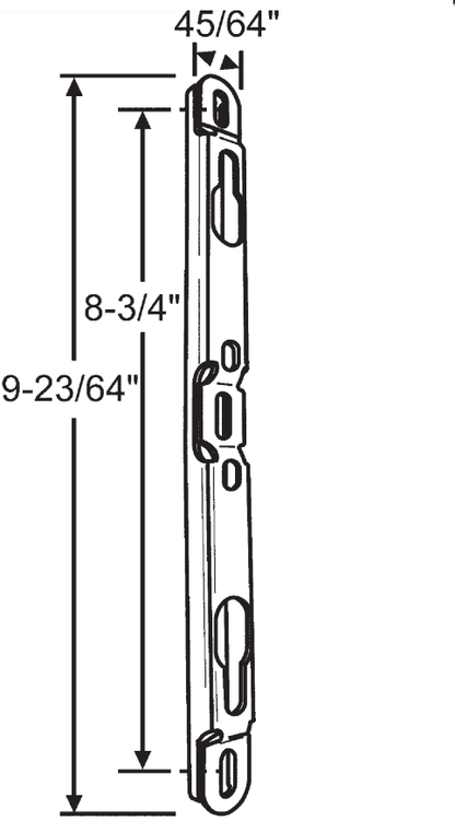 9-23/64" Roto Sliding Patio Glass Door Stainless Steel Strike Keeper with 7" Screw Hole Spacing - Garage and Sliding Door Hardware