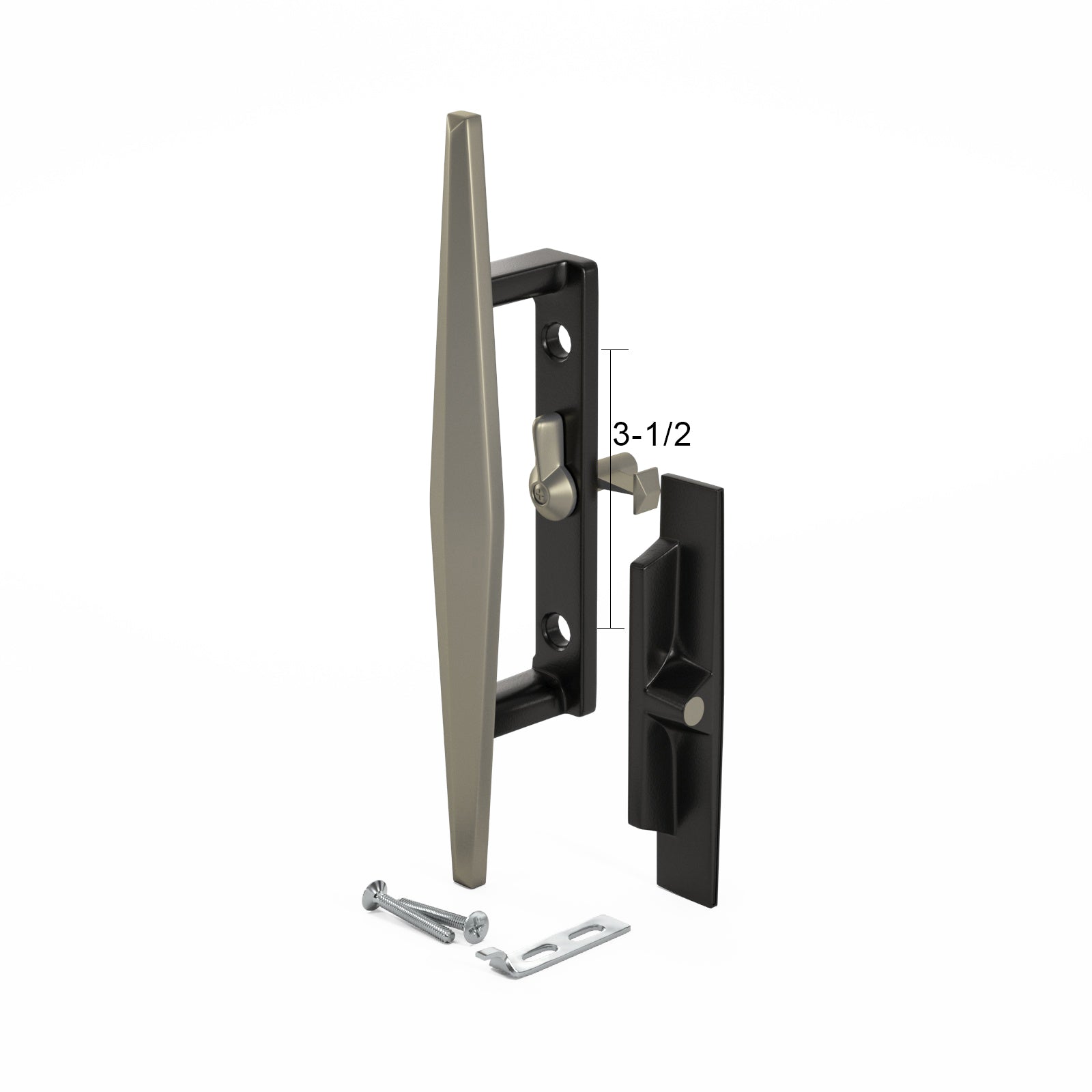 Surface Internal Replacement Wooden Handle Sliding Patio Internal Door Latch Set, 3-1/2 Inch Hole - DH-106X - Garage and Sliding Door Hardware