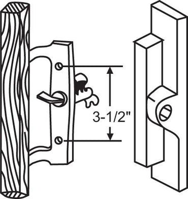 Surface Internal Replacement Wooden Handle Sliding Patio Internal Door Latch Set, 3-1/2 Inch Hole - DH-106X - Garage and Sliding Door Hardware