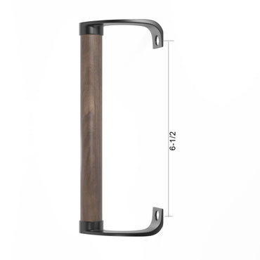 Sliding Door Patio Wood Handle with Brack Brackets and 6-1/2" Hole Spacing - Garage and Sliding Door Hardware