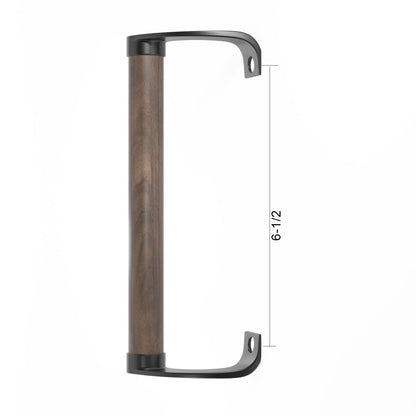 Sliding Door Patio Wood Handle with Brack Brackets and 6-1/2" Hole Spacing - Garage and Sliding Door Hardware