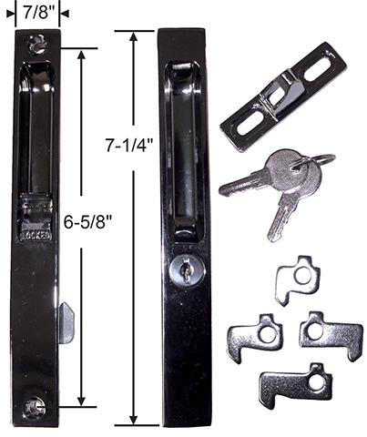 Flush Mount Single KEYED Lock Set for Sliding Doors, 6-5/8" Hole Space DL-501-WITH-KEY - Garage and Sliding Door Hardware