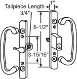 8.5" Sliding Door CENTER Keyed Handle Set - Sash Controls 2265 - 3-15/16" Screw Hole -DH-211-CENTER-WITH-KEY - Garage and Sliding Door Hardware