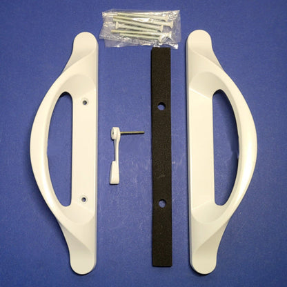 Amesbury Truth Sliding Door Handle Set Replacement | Allure Sliding Glass Patio Door With 3-15/16" Screw Holes - White (DH-372) - Garage and Sliding Door Hardware