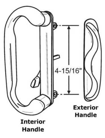 Sliding Patio Glass Door Non-Keyed Handle Set + 4-15/16" Hole Spacing - Garage and Sliding Door Hardware