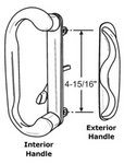 Sliding Patio Glass Door Non-Keyed Handle Set + 4-15/16" Hole Spacing