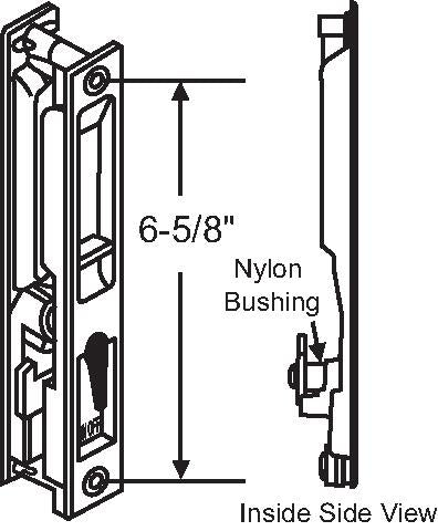 PGT 2500 Series Flush Mount Door Lock Handle with 6-5/8" Hole Spacing (with Nylon Bushing) (DL-433) - Garage and Sliding Door Hardware