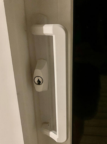 PGT Interior and Exterior Sliding Door Handle (Black or White) WITH LOCK AND KEY - Special Order Only - Garage and Sliding Door Hardware
