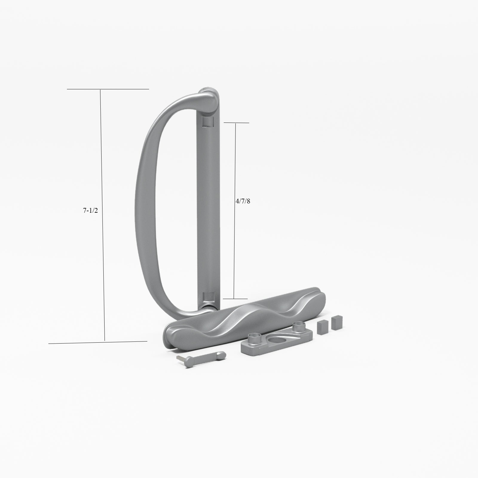 Sliding Patio Glass Door Handle with 4-7/8" inch Hole Spacing - for 1.67" inch to 2.06" inch thick doors - Garage and Sliding Door Hardware