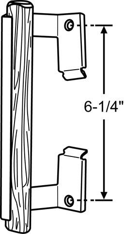 (DH-558-B) Adams Rite Sliding Door Handle, 6-1/4" Hole Space- Black - Garage and Sliding Door Hardware