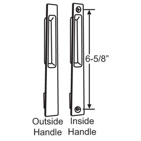 Sliding Patio Glass Door Flush Mount Dummy Handle - No Lock - Garage and Sliding Door Hardware