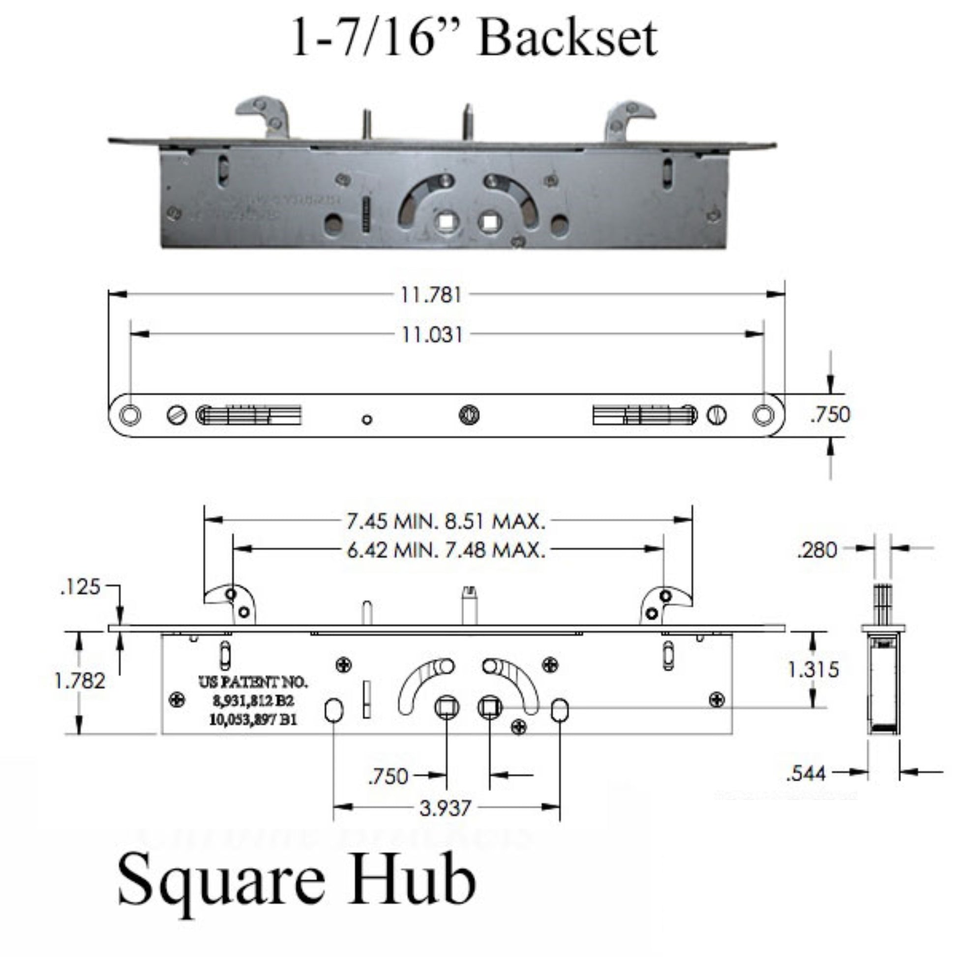 Windoor Dual Point Mortise Lock With Square Drive | Mortise Lock For Patio Screen Sliding Door | Lock Replacement for Sliding Door (DL-800) - Garage and Sliding Door Hardware
