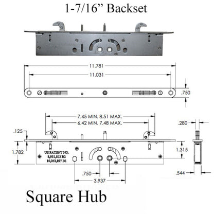 Windoor Dual Point Mortise Lock With Square Drive | Mortise Lock For Patio Screen Sliding Door | Lock Replacement for Sliding Door (DL-800) - Garage and Sliding Door Hardware