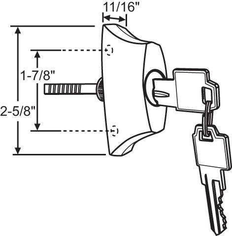 Sliding Patio Door Lock Assembly Key Cylinder and Housing - Garage and Sliding Door Hardware