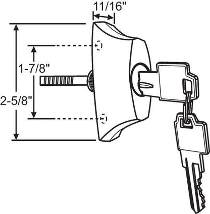 Sliding Patio Door Lock Assembly Key Cylinder and Housing - Garage and Sliding Door Hardware