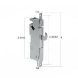 3-11/16" Stainless Steel Sliding Patio Glass Door Mortise Lock 45-Degree ROUND Extended Reach (16-397ss)